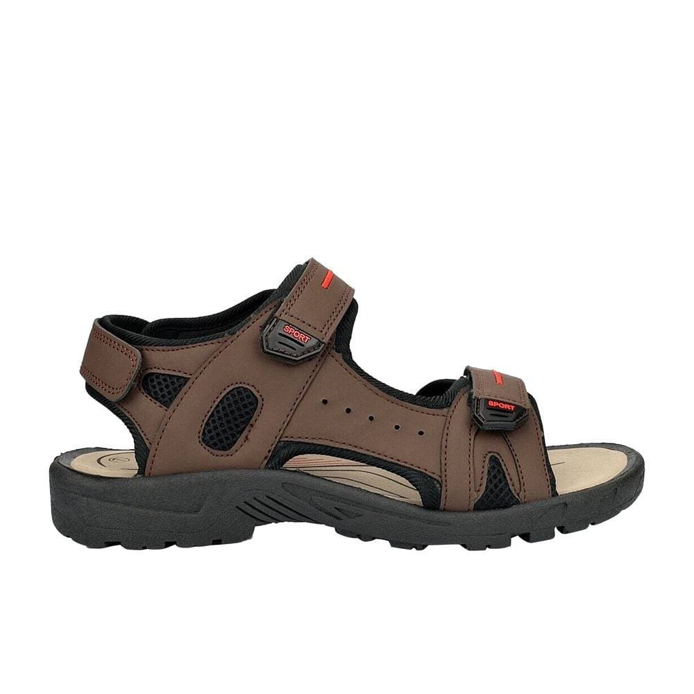 PDQ PDQ Men's Triple Touch Fastening Sports Sandals in Brown