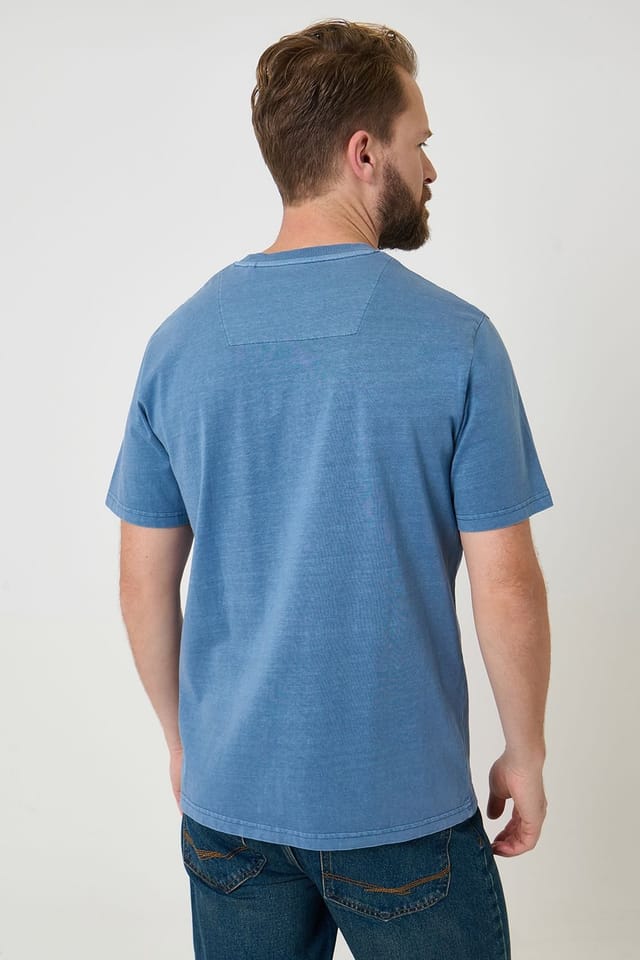 Saltwell Saltwell Men's Garment Dye Cotton Jersey Crew Neck T-Shirt in Blue - 2