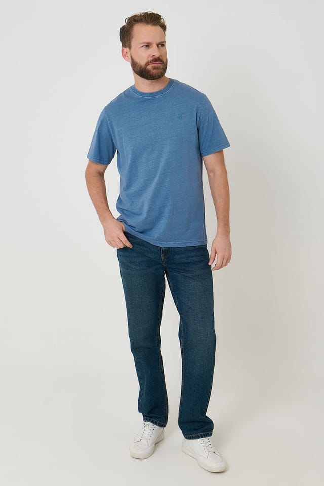 Saltwell Saltwell Men's Garment Dye Cotton Jersey Crew Neck T-Shirt in Blue - 3