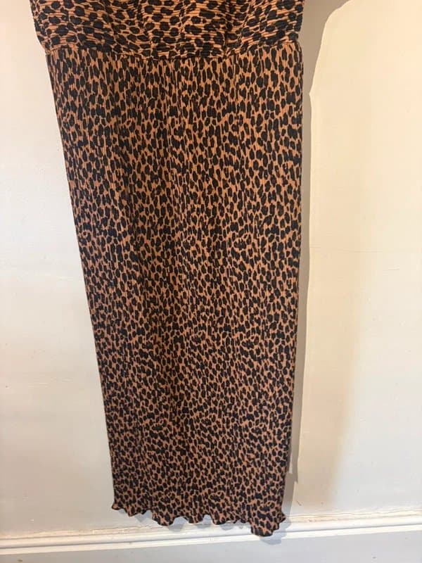 Never Fully Dressed Never Fully Dressed Leopard Print Midi Plisse Dress