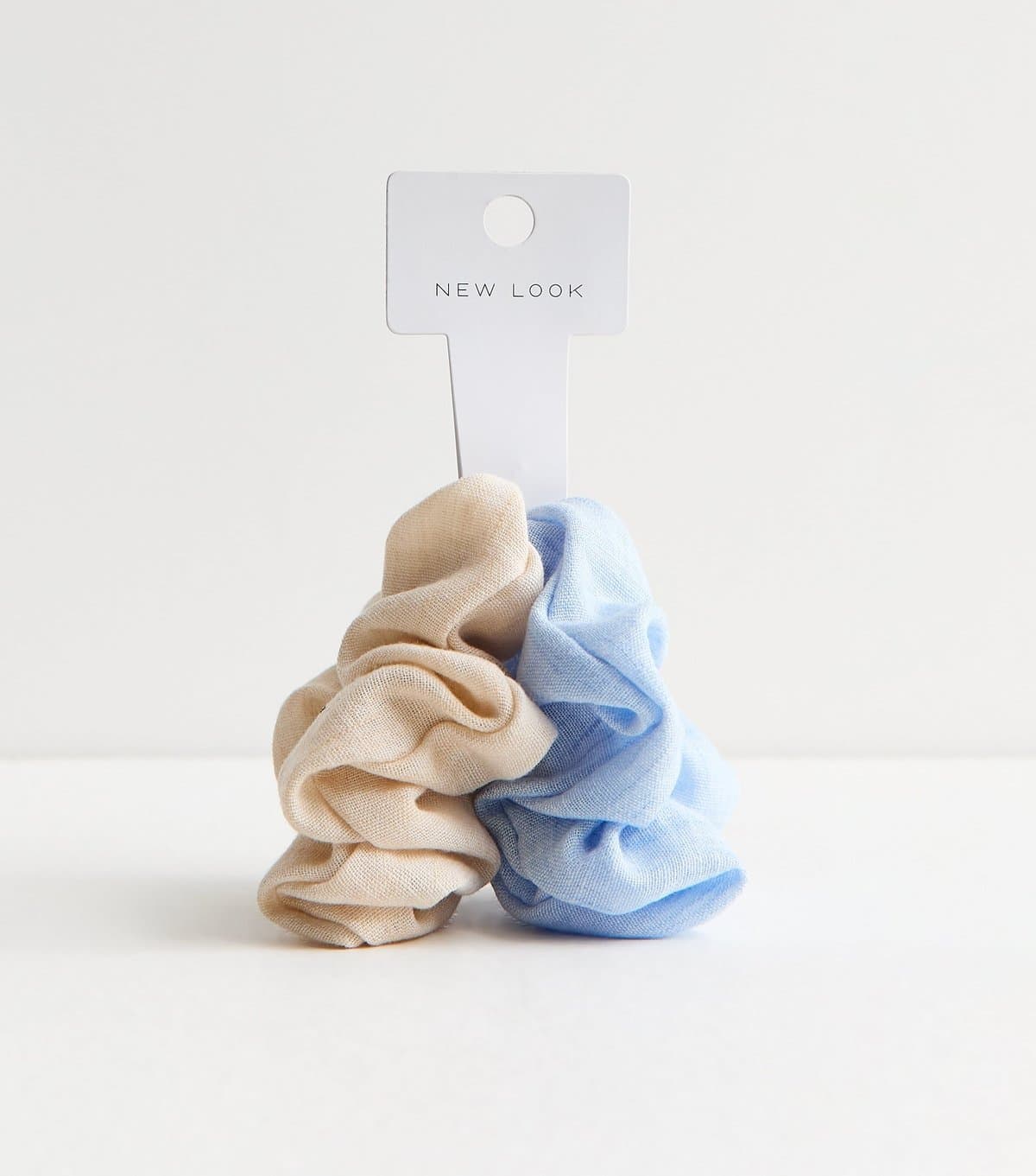 New Look Pack of 2 Cream and Blue Woven Scrunchies New Look