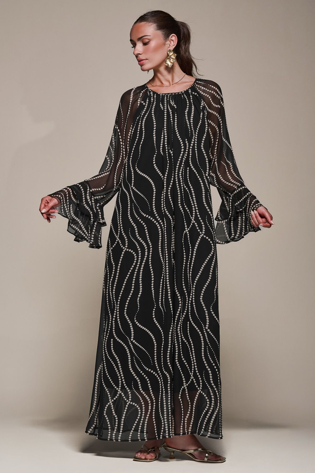 Jolie Moi Jolie Moi Women's Chiffon Long Sleeve Shift Maxi Dress - 4