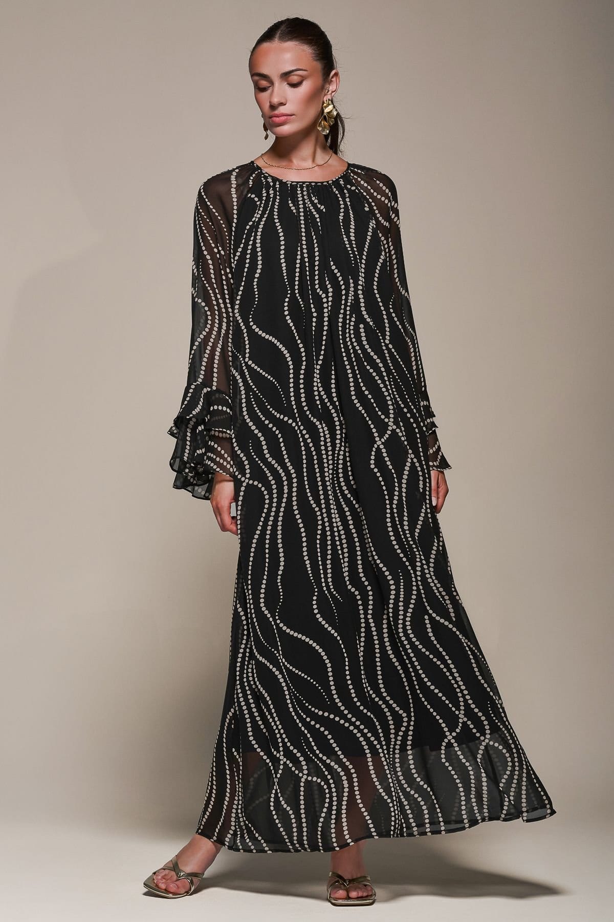 Jolie Moi Jolie Moi Women's Chiffon Long Sleeve Shift Maxi Dress - 4