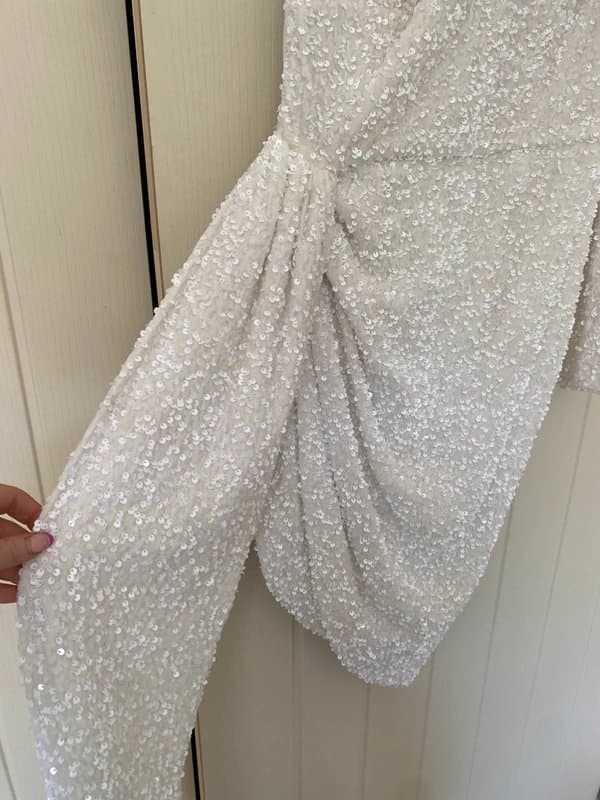 ASOS White sequinned Asos LUXE one shoulder dress hen night