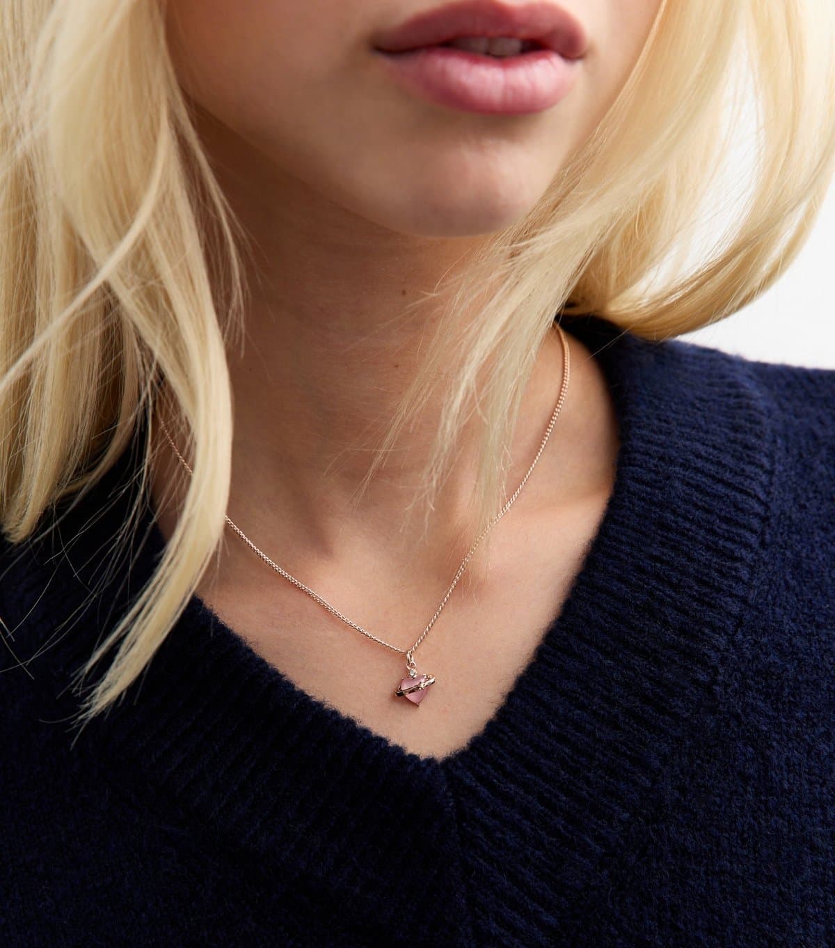 New Look New Look Rose Gold Tone Heart Necklace