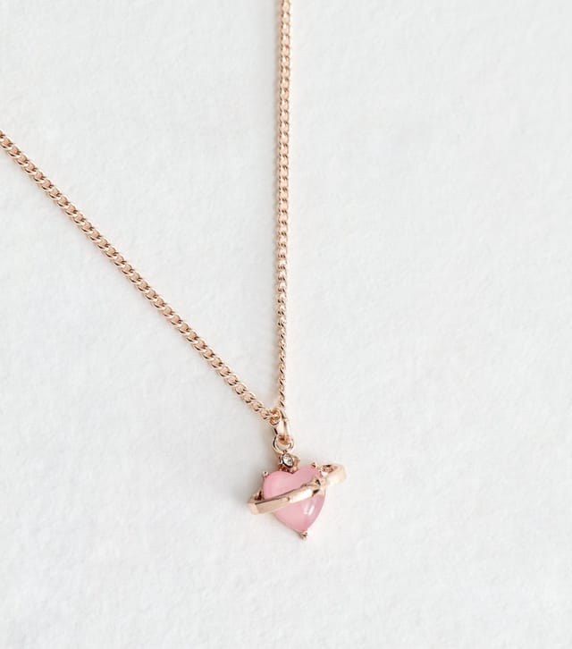 New Look Rose Gold Tone Heart Necklace New Look - 3