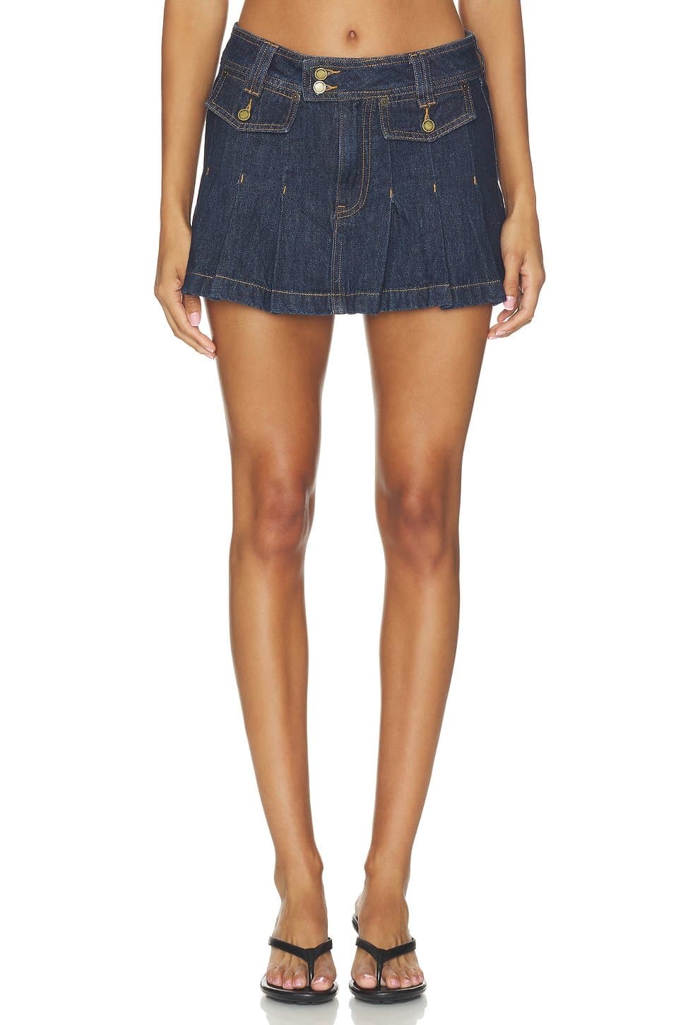 revolve Revolve Denim Pleated Mini Skirt