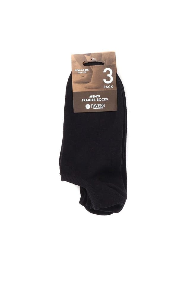 Pavers Pavers Men's 3-Pack No Show Ankle Socks in Black - 2
