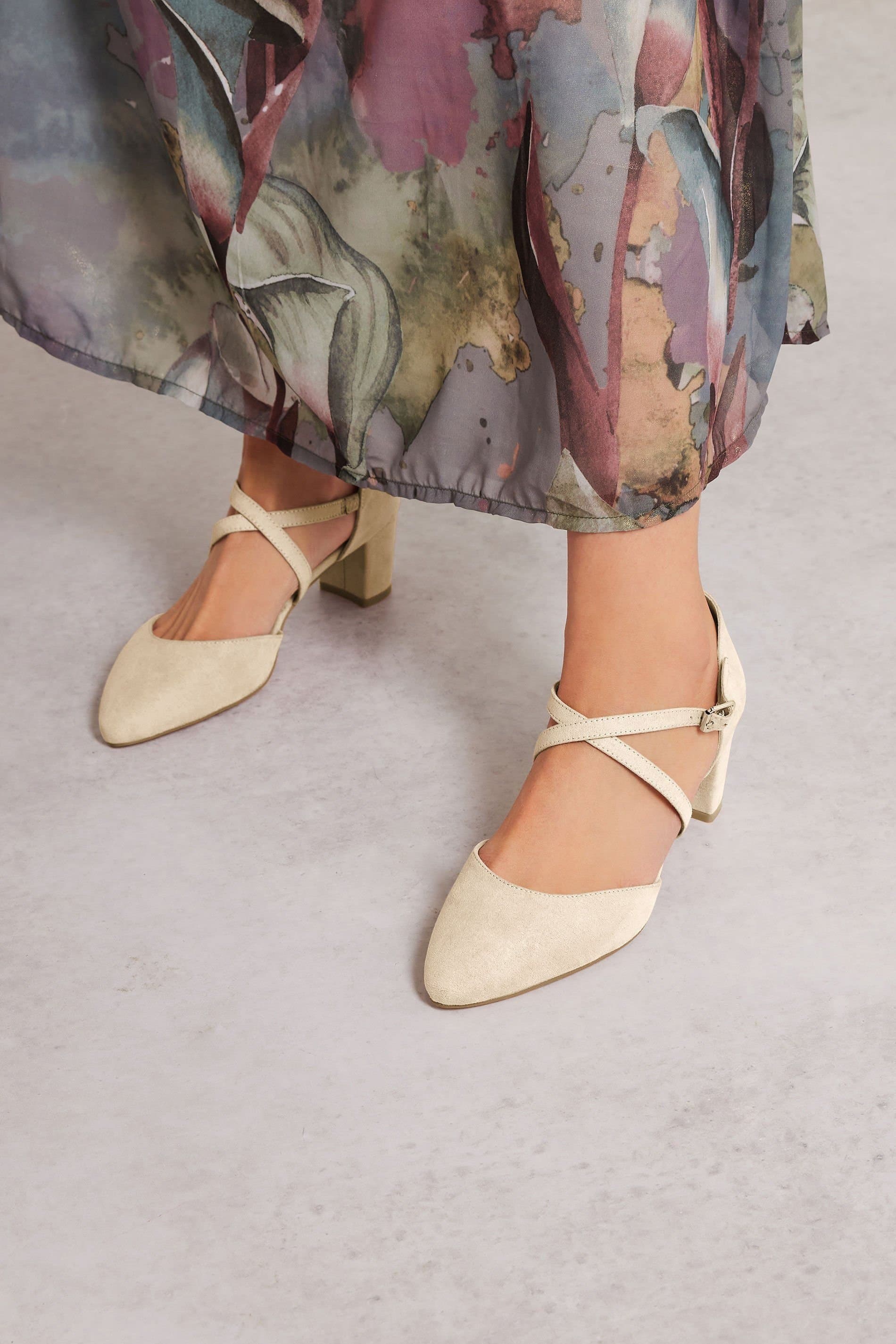 Long Tall Sally Long Tall Sally Women's Cross Strap Mary Jane Heels in Natural