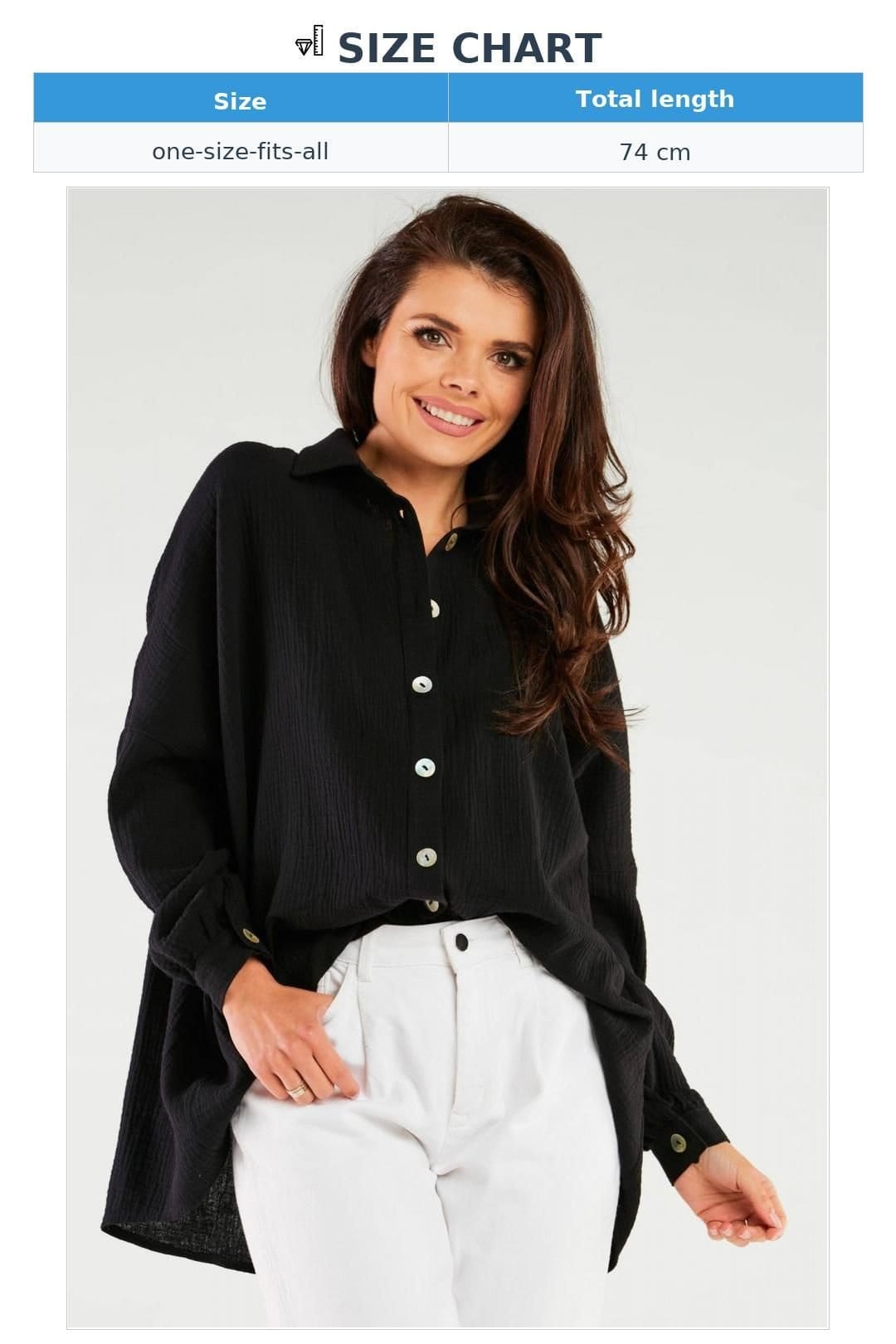 Love Lace Love Lace Women's Infinite Oversized Button Neck Long Sleeve Shirt in Black - 4