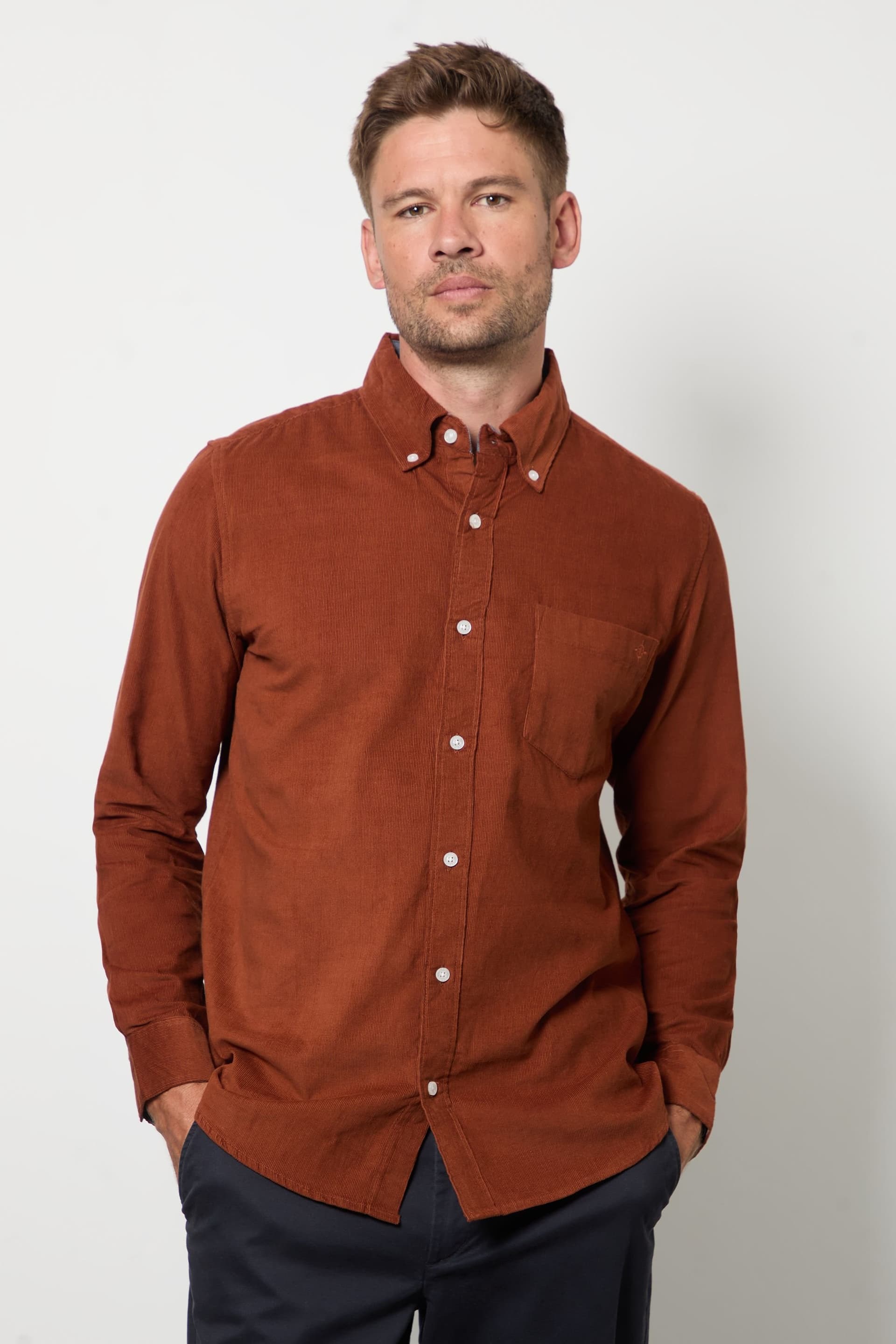 Maine Maine Men's Rust Corduroy Long Sleeve Shirt