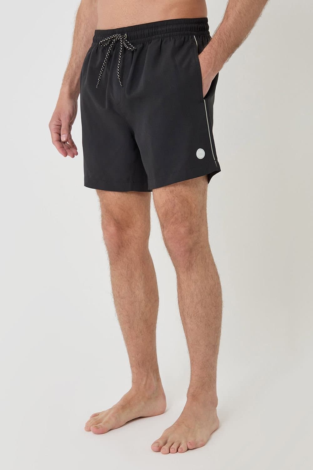 Threadbare Threadbare Men's 'Briar' Swim Shorts with Contrast Piping in Black