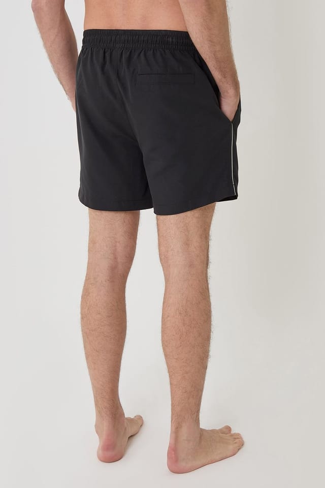 Threadbare Threadbare Men's 'Briar' Swim Shorts with Contrast Piping in Black - 2