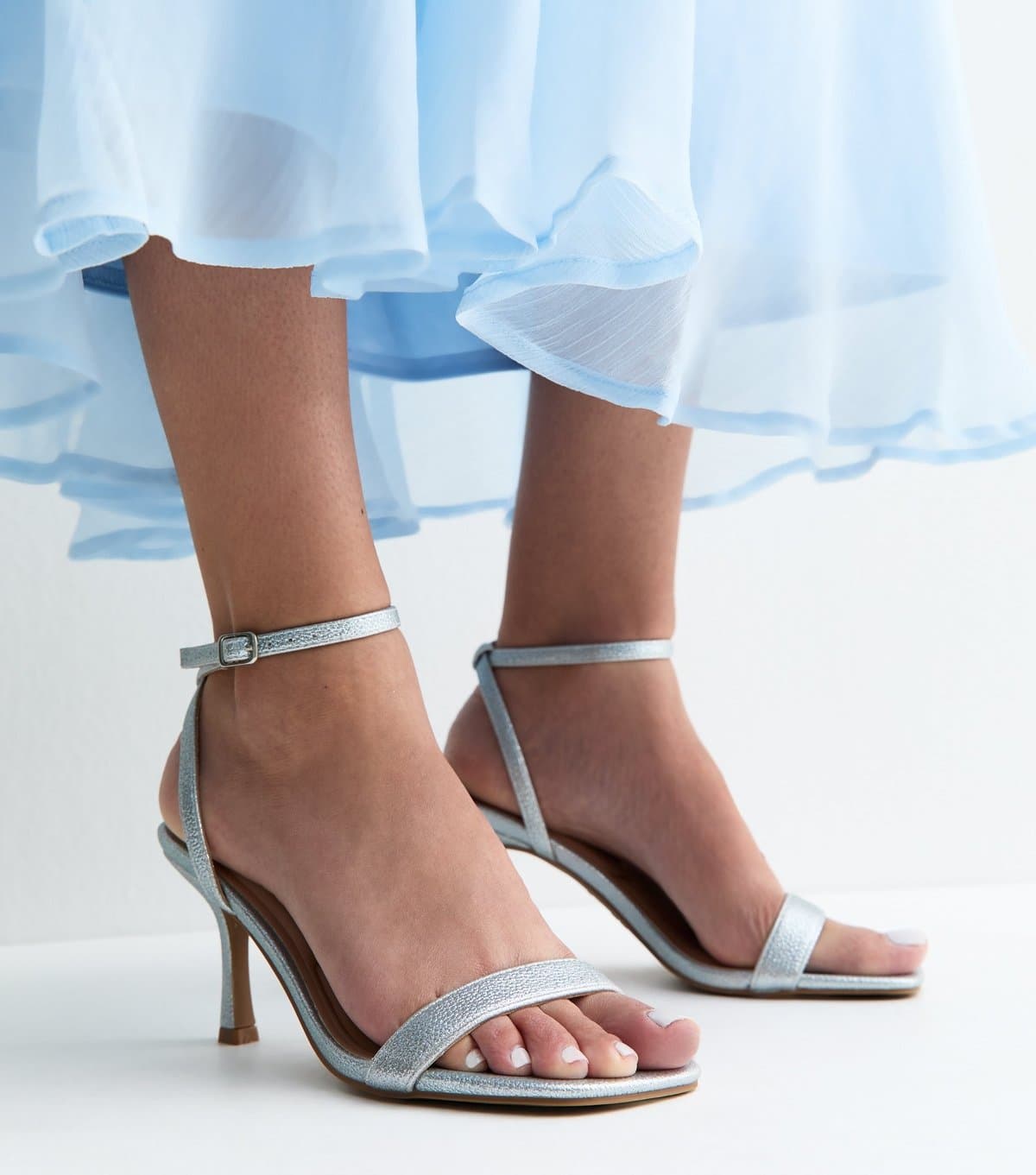 New Look New Look Silver Faux Leather Square Toe Sandals