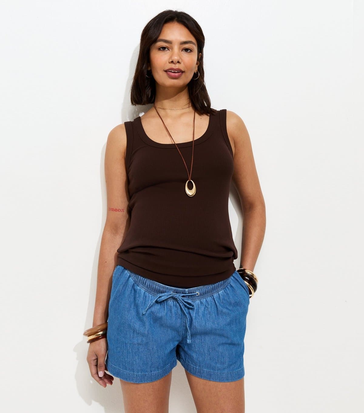 New Look Women's Maternity Blue Drawstring Waist Pull On Shorts New Look