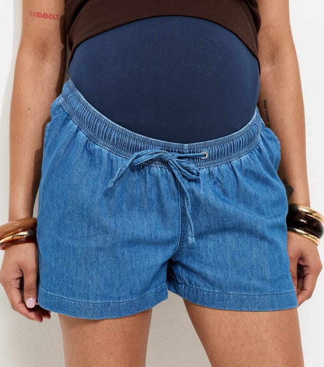 New Look Women's Maternity Blue Drawstring Waist Pull On Shorts New Look - 2