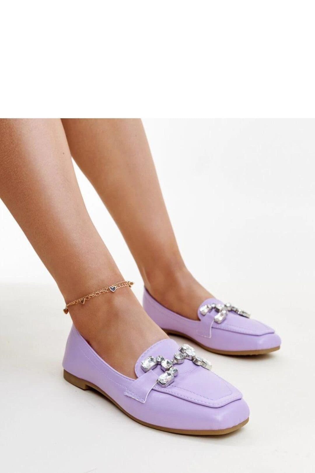 Love Lace Love Lace Women's Purple Mali Moccasins with Zircon Buckle Square Toe Slip On in Violet