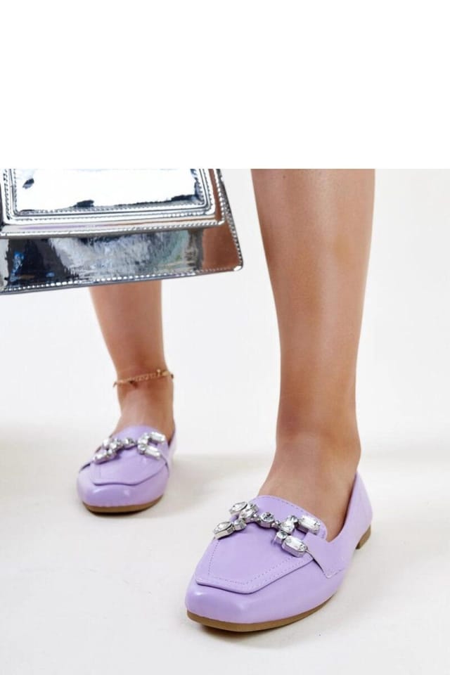 Love Lace Love Lace Women's Purple Mali Moccasins with Zircon Buckle Square Toe Slip On in Violet - 3
