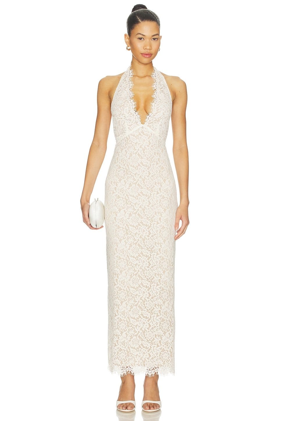 Revolve Ivory Lace Floor-Length Evening Dress