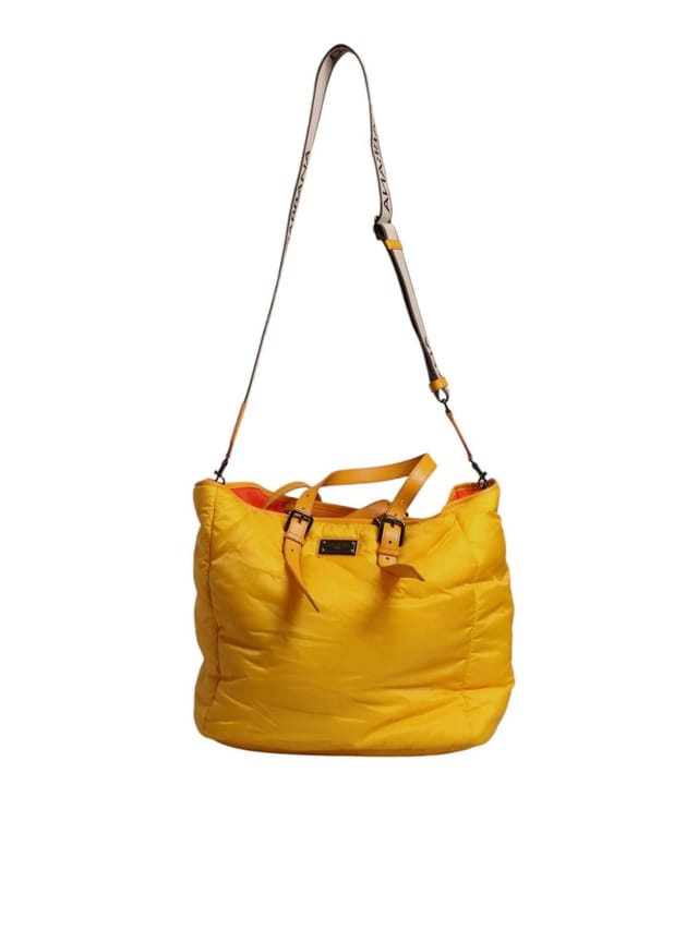 Dolce & Gabbana Dolce & Gabbana Men's Yellow Orange Nylon Logo Plaque Hand Shoulder Duffle Bag - 2