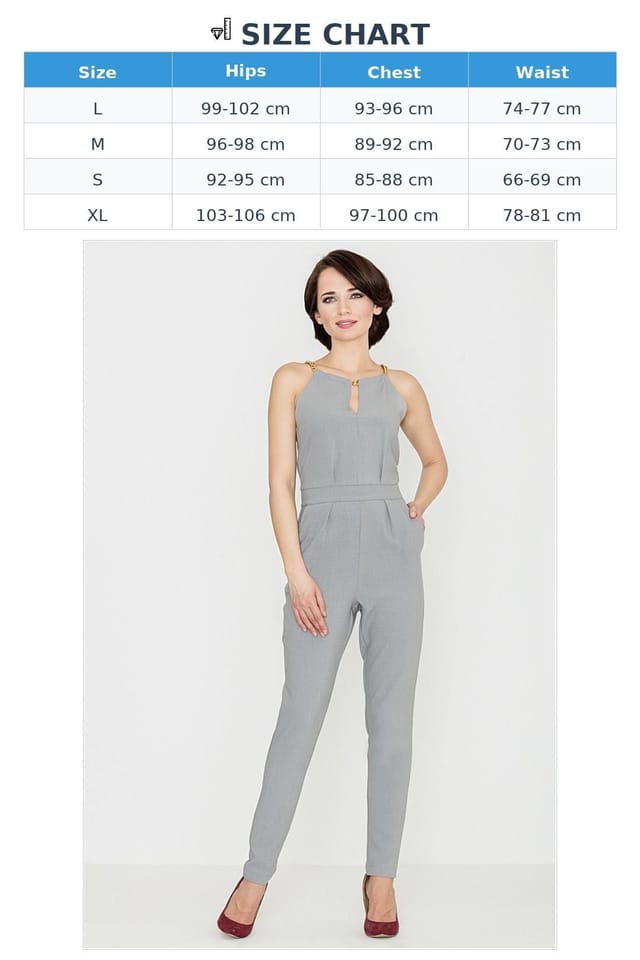 Love Lace Love Lace Women's Semicircle Neck Chain Slit Suit Set in Grey - 3
