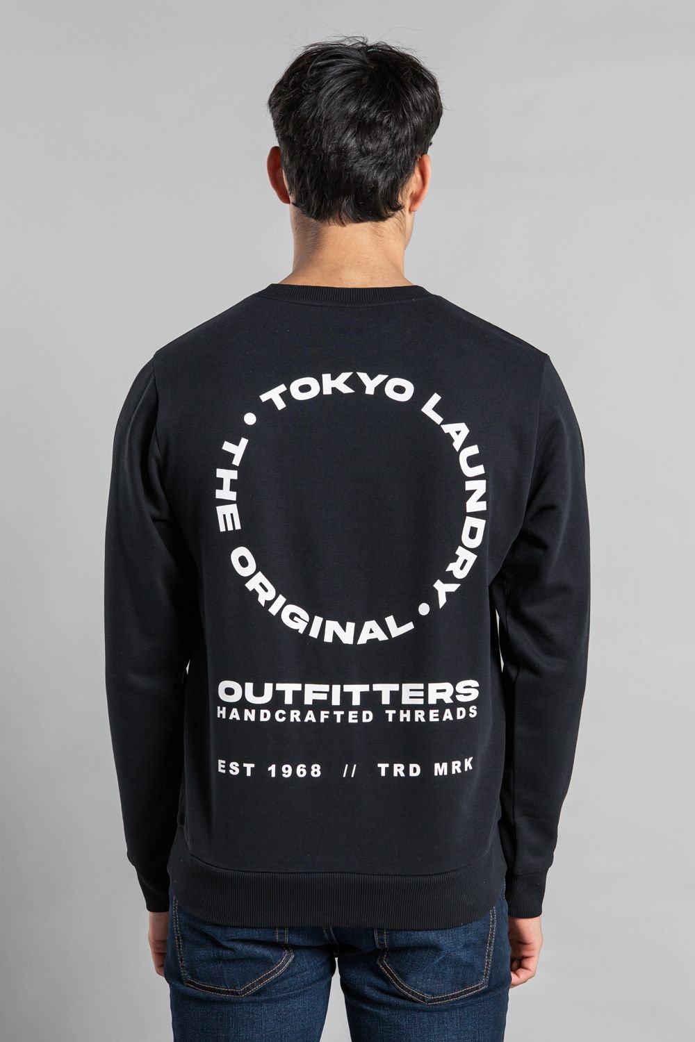 Tokyo Laundry Tokyo Laundry Men's Crew Neck Sweatshirt with Logo Print in Black - 2