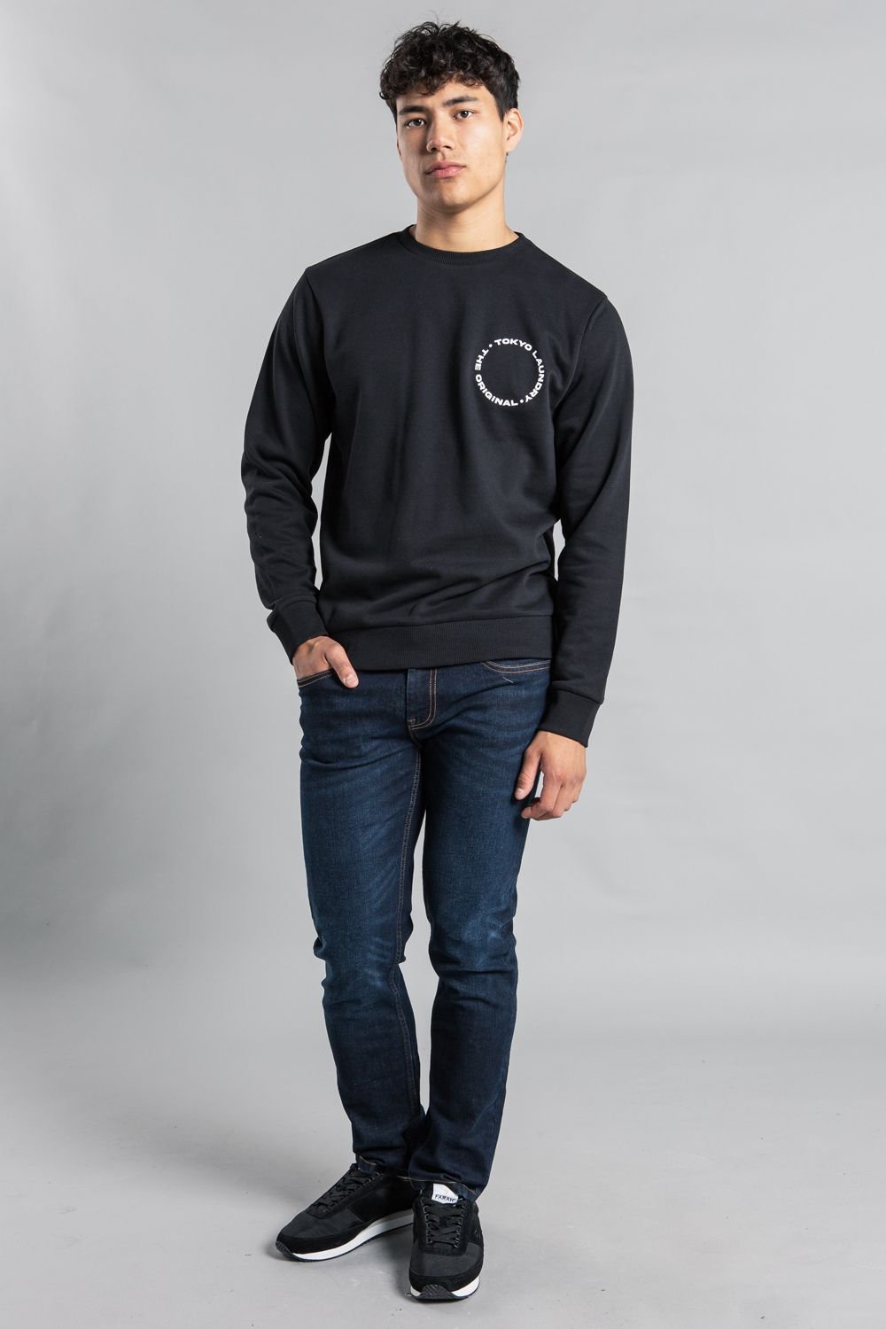 Tokyo Laundry Tokyo Laundry Men's Crew Neck Sweatshirt with Logo Print in Black - 3