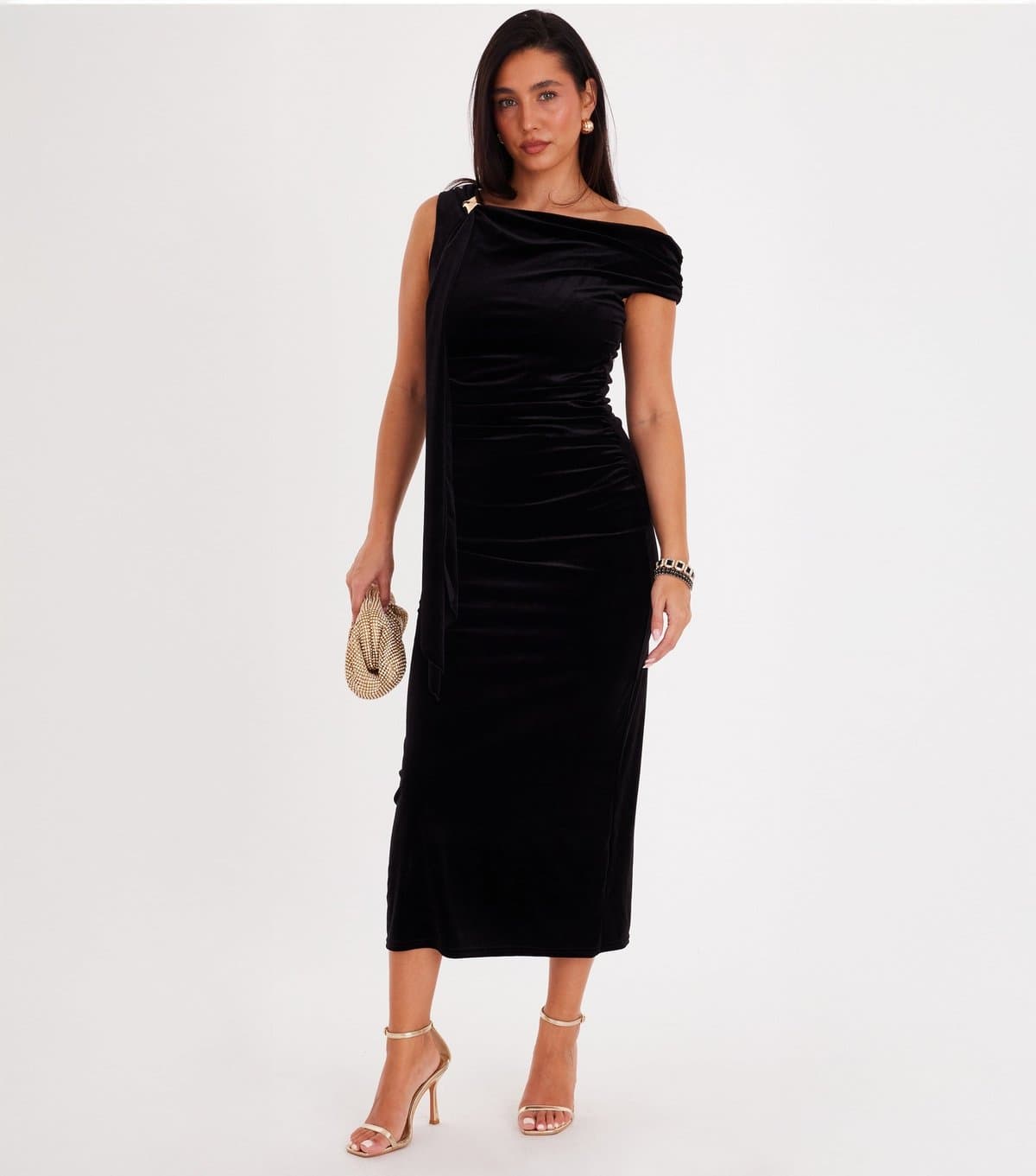 Quiz Women's Black Velvet Midaxi Dress Quiz New Look