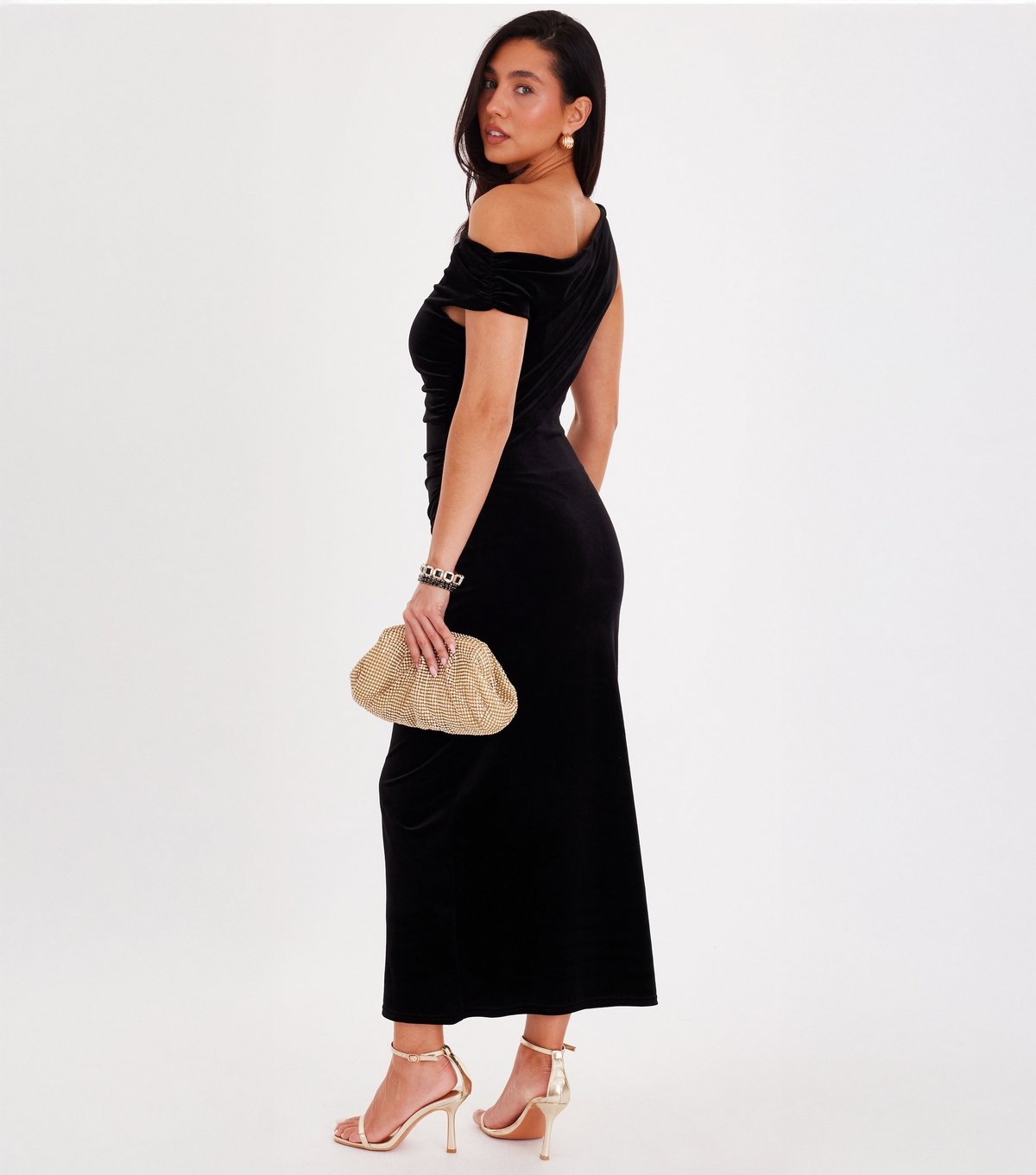 Quiz Women's Black Velvet Midaxi Dress Quiz New Look - 3