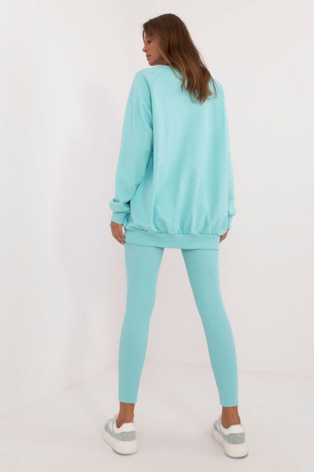 Love Lace Love Lace Women's Cotton Elastane Leggings Sweatshirt Set in Green - 3