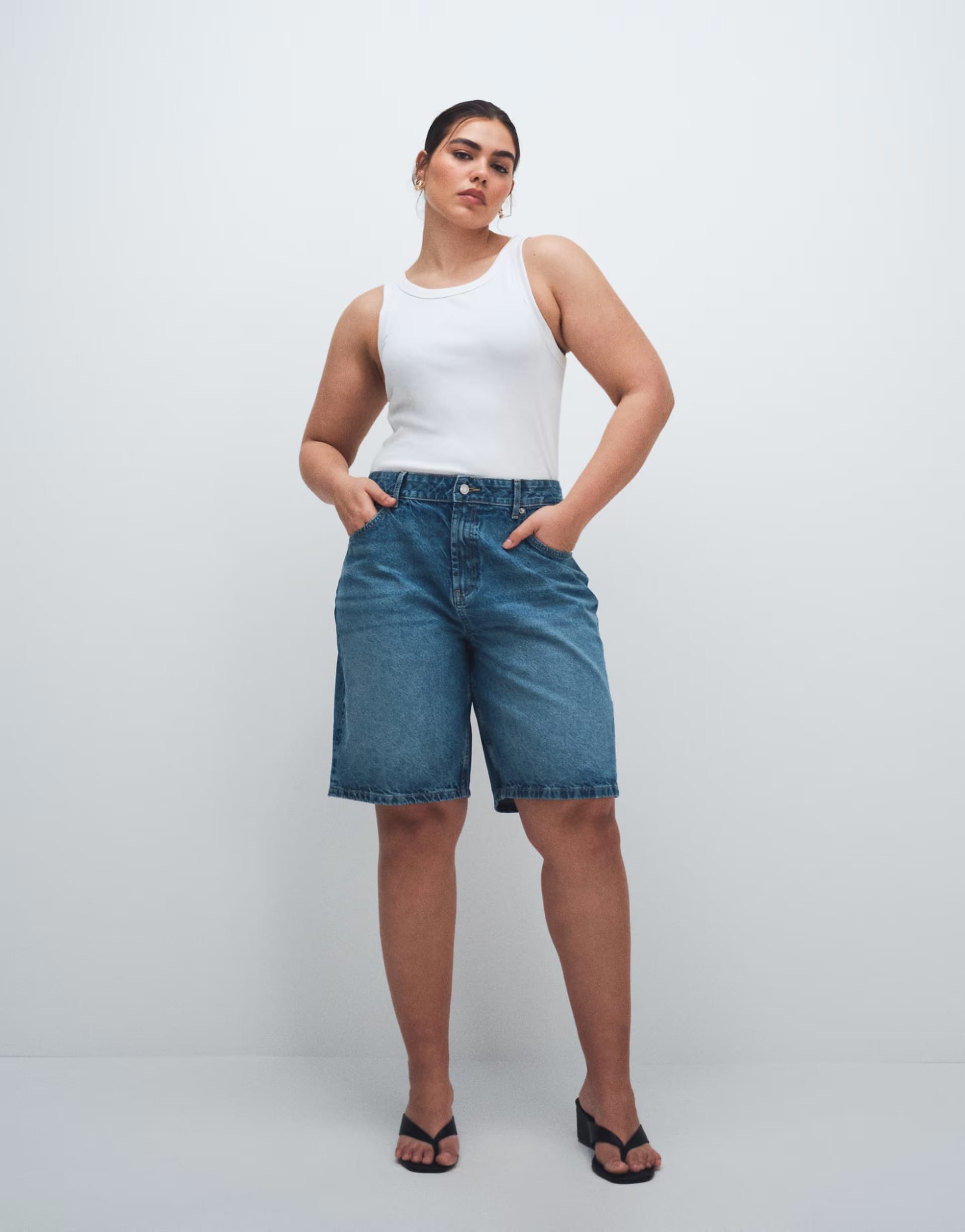 ASOS Curve Mid Blue Denim Bermuda Shorts