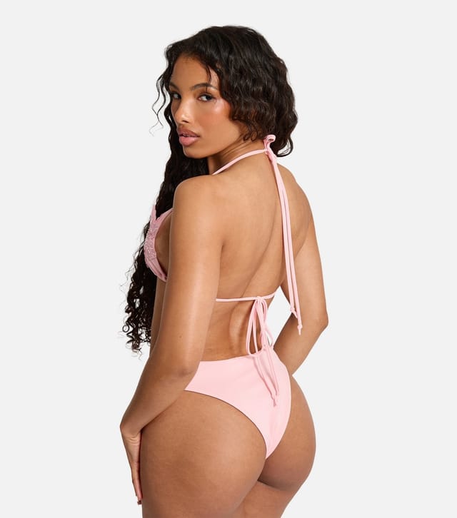 Public Desire Women's Light Pink Flower Appliqué Bikini Bottoms Public Desire New Look - 2
