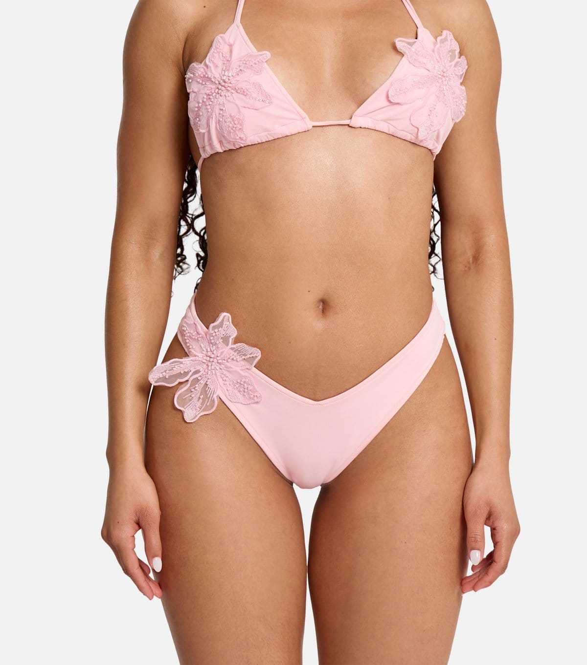 Public Desire Women's Light Pink Flower Appliqué Bikini Bottoms Public Desire New Look - 4