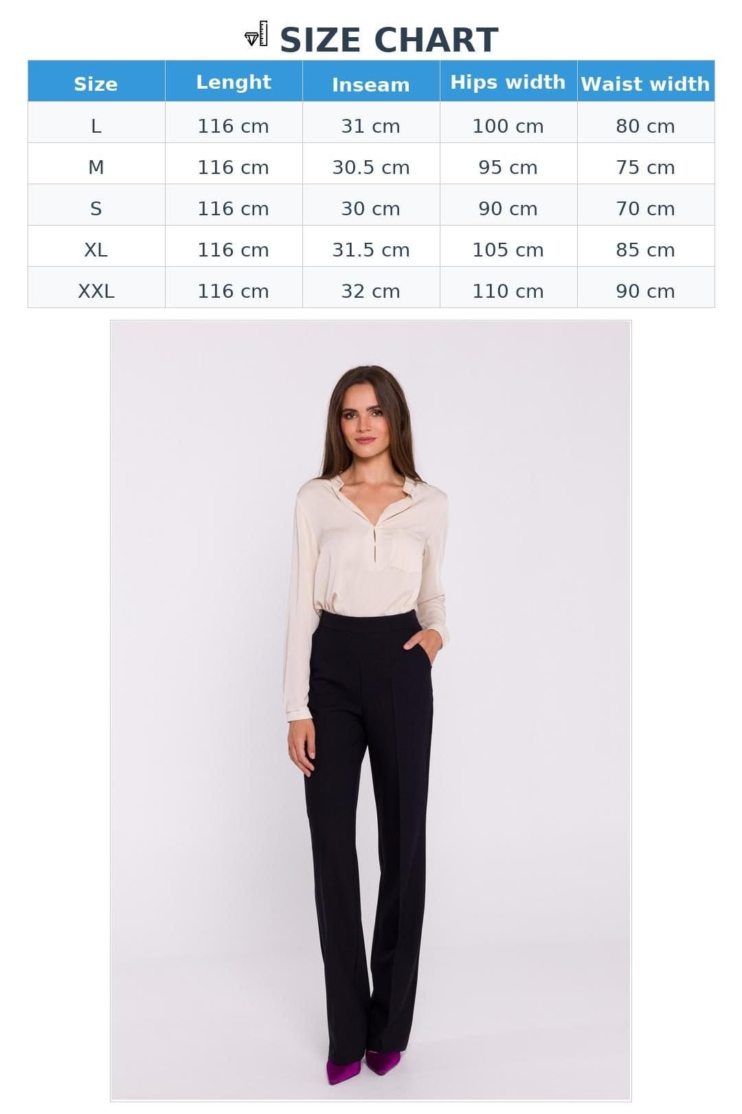 Love Lace Love Lace Women's Elegant High Rise Flared Trousers Pressed Crease in Black - 4