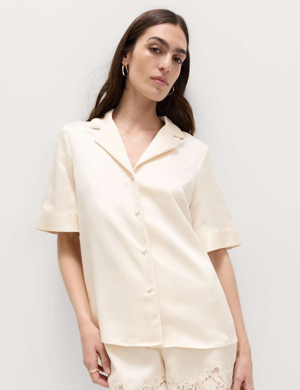 M&S Ivory Satin Collared Shirt