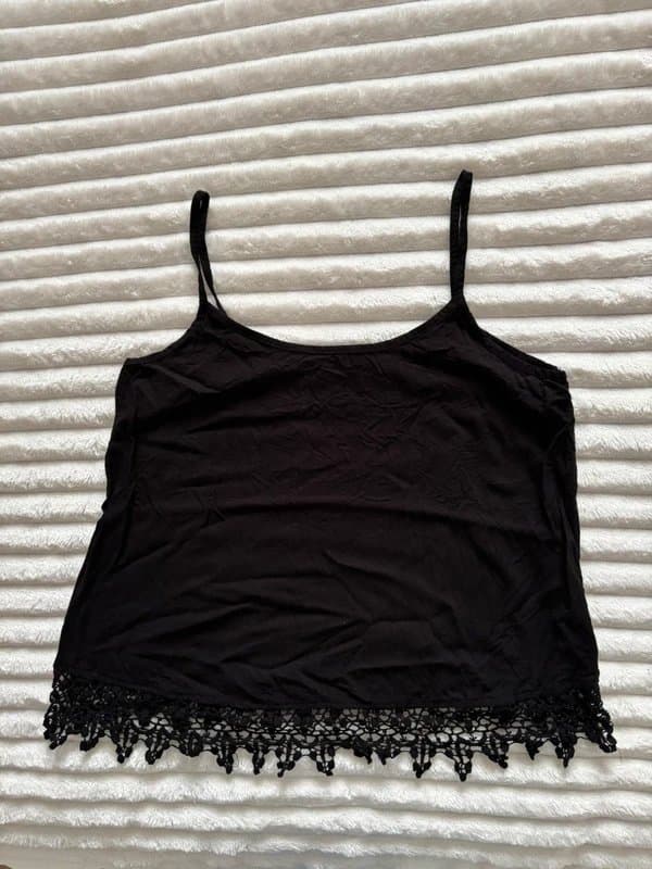 New Look New Look strappy cami top black size 12 , detailed bottom