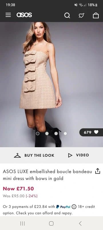 ASOS ASOS luxe embellished boucle bandeau mini dress with bows in gold