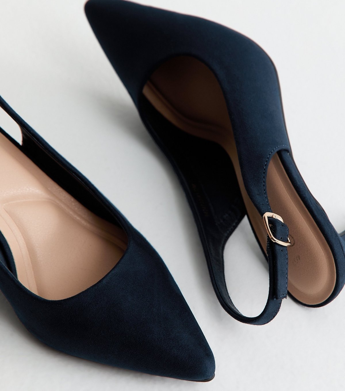 New Look Women's Navy Faux Suede Slingback Pumps Vegan New Look - 3