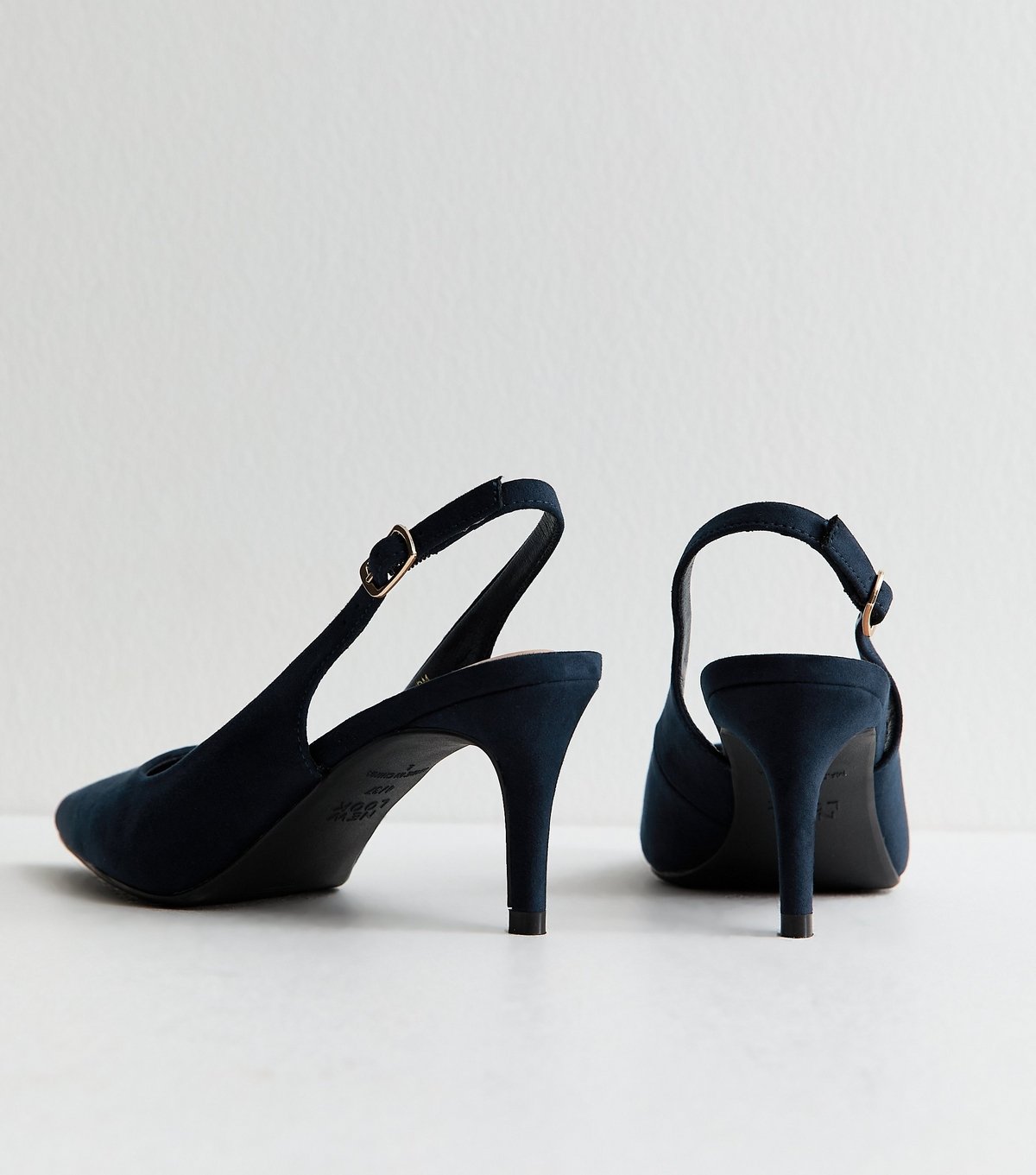 New Look Women's Navy Faux Suede Slingback Pumps Vegan New Look - 4