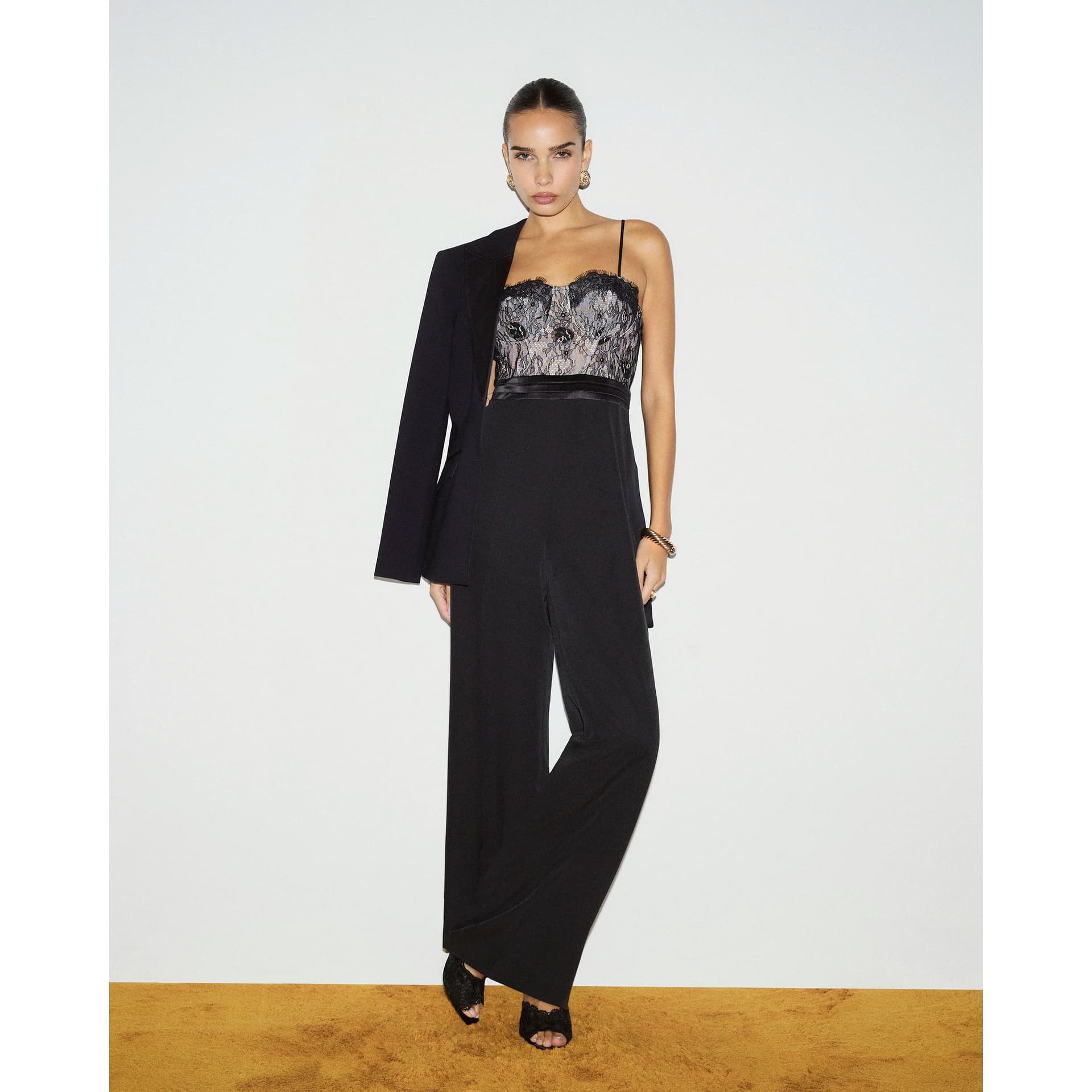 River Island River Island Womens Black Corset Detail Jumpsuit