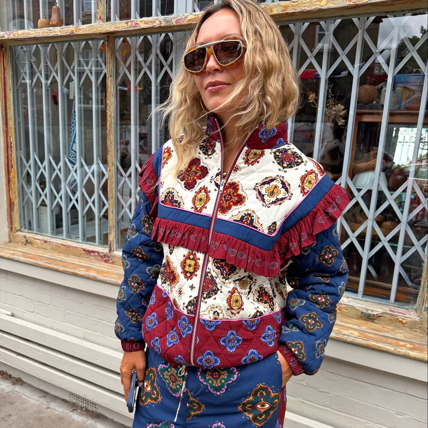 Never Fully Dressed Red Tile Quilted Jacket