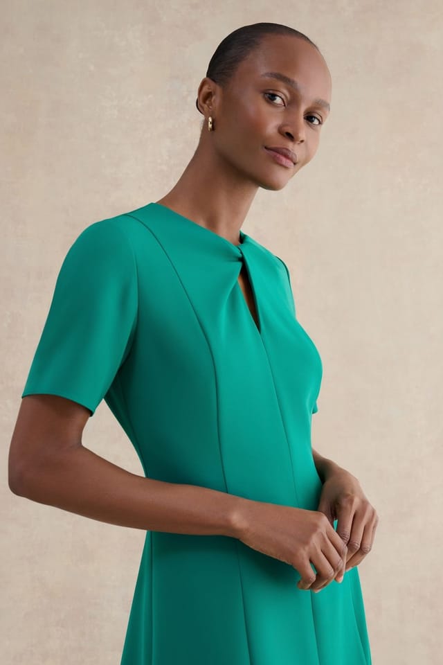 Hobbs London Hobbs London Women's Ariela Twist Detail Midi Dress in Teal - 3