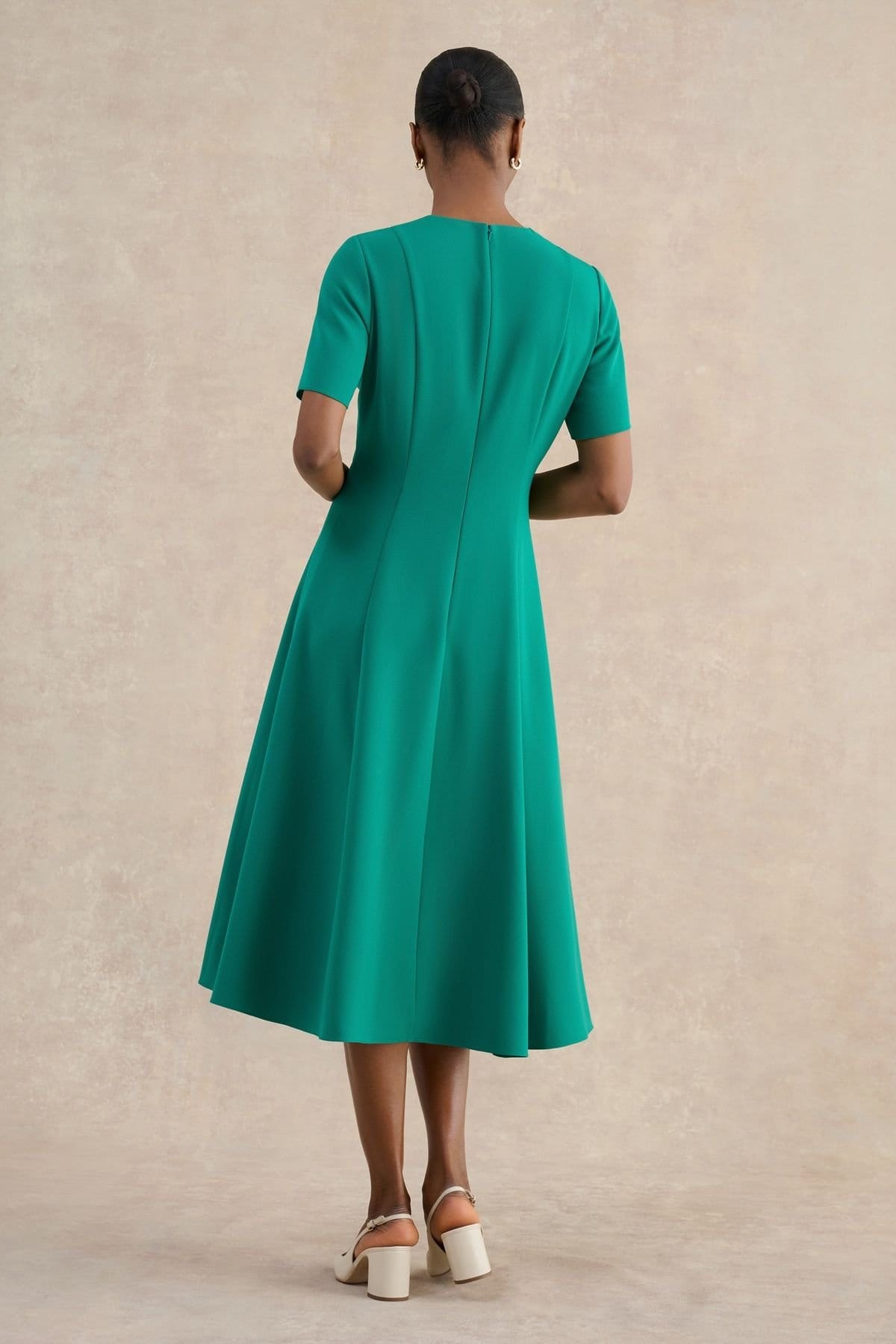 Hobbs London Hobbs London Women's Ariela Twist Detail Midi Dress in Teal - 4