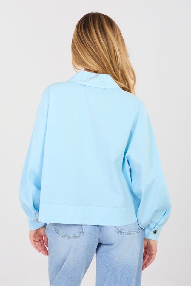 Love Lace Love Lace Women's Long Sleeve Cotton Shirt with Pockets in Blue - 3