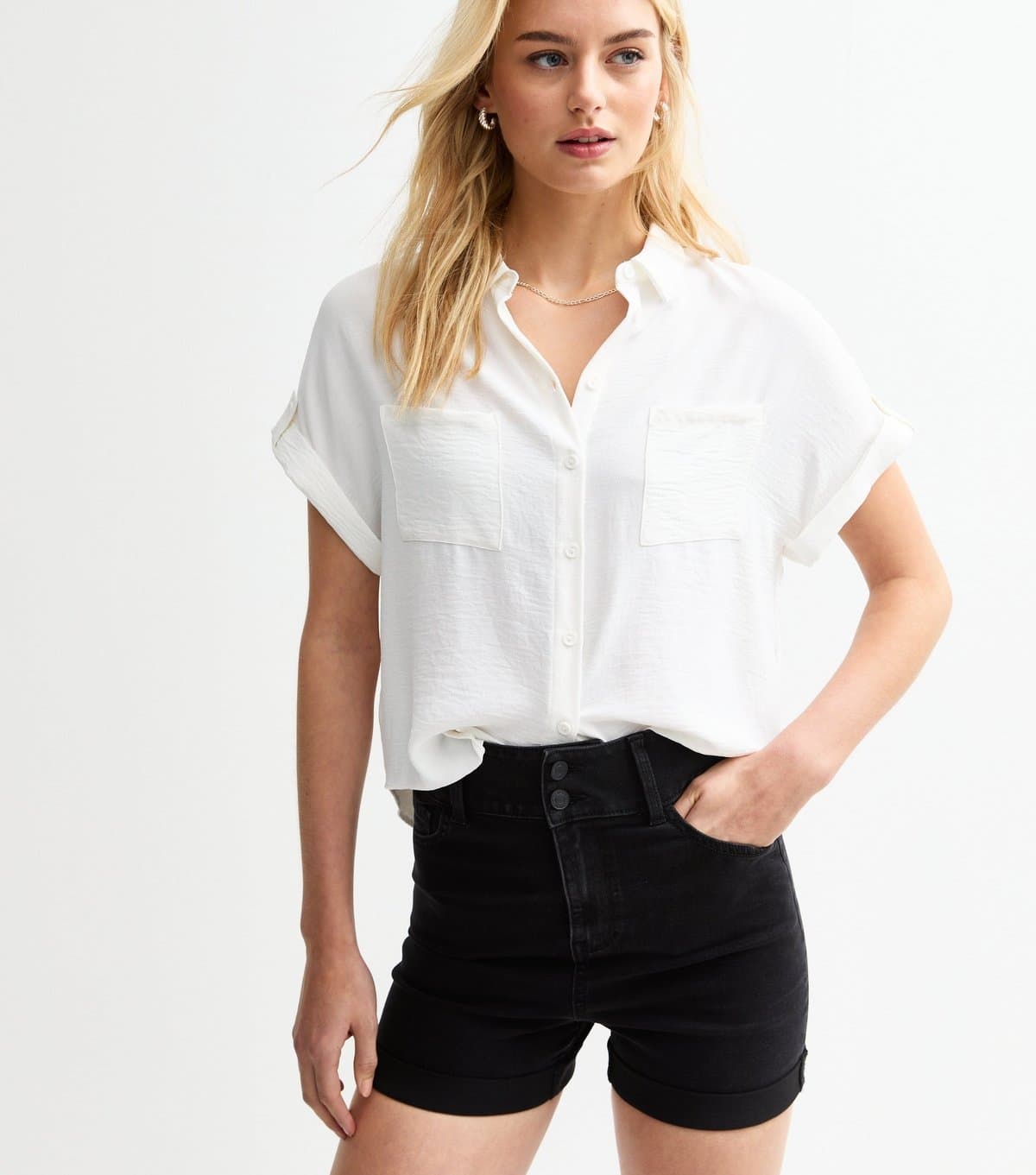 New Look New Look Black High Waist Denim Shorts