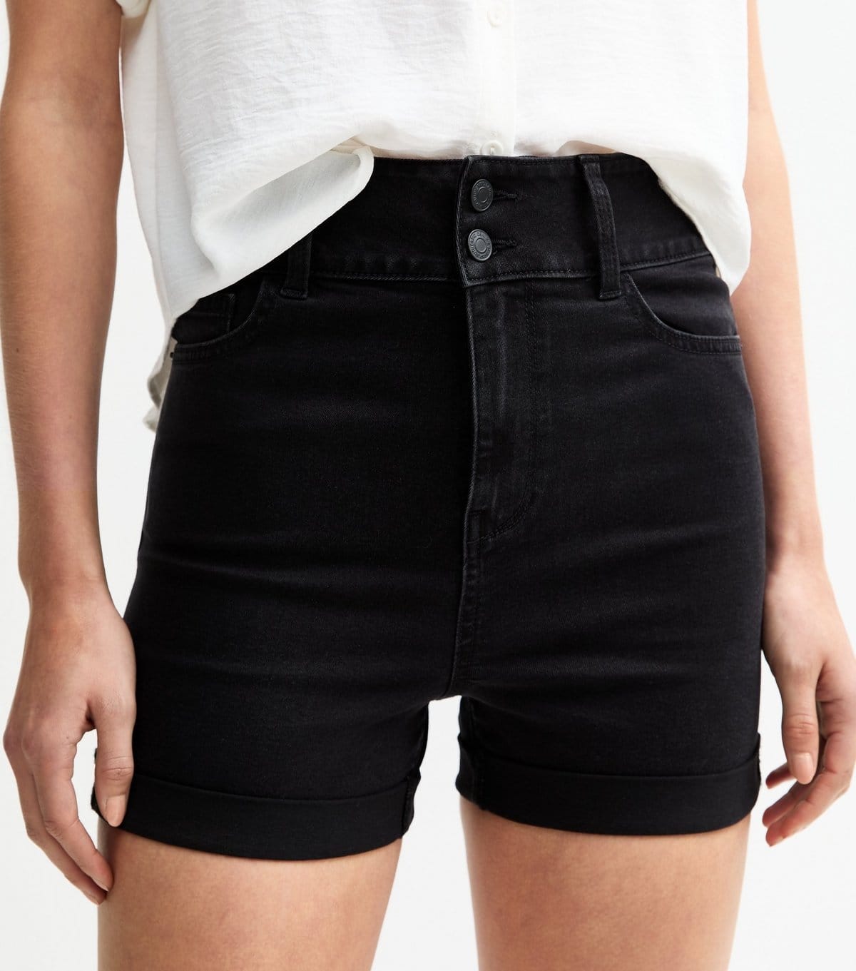 New Look Women's Tall Black High Waist Denim Shorts New Look - 4