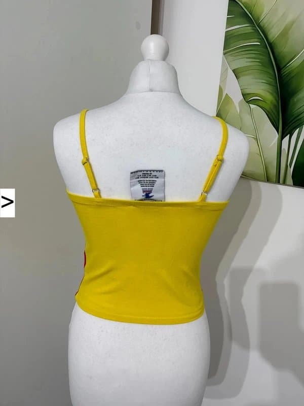 Forever 21 Forever 21 Yellow Racing Stripe Fitted Cami Top