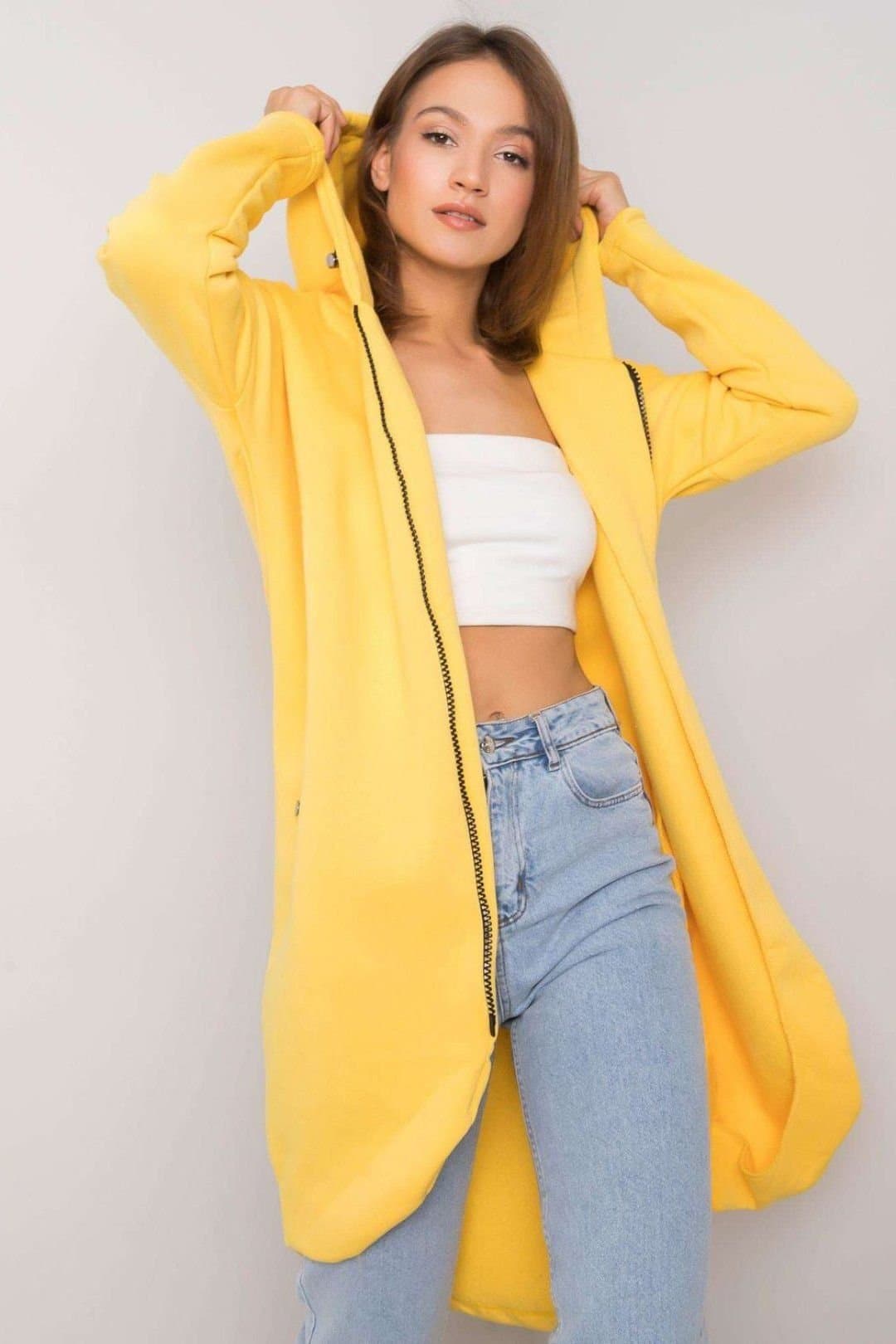 Love Lace Love Lace Women's Zip Hood Extended Cut Sweatshirt in Yellow