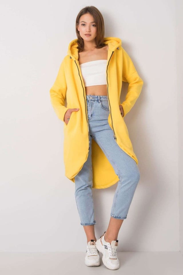 Love Lace Love Lace Women's Zip Hood Extended Cut Sweatshirt in Yellow - 2