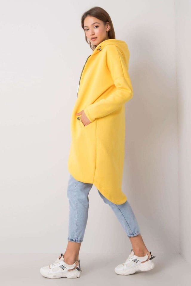Love Lace Love Lace Women's Zip Hood Extended Cut Sweatshirt in Yellow - 3